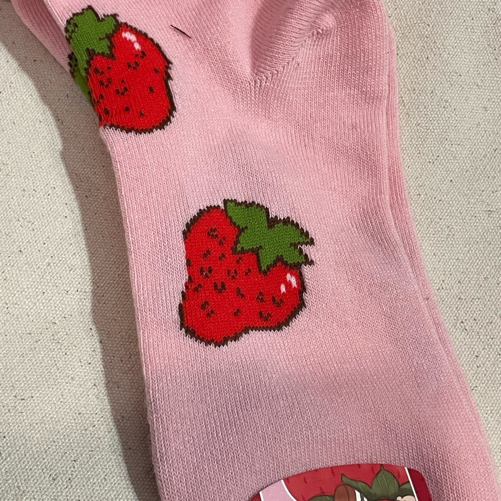 Pink Socks with Strawberry Design 👀BUNDLE AND SAVE🥳